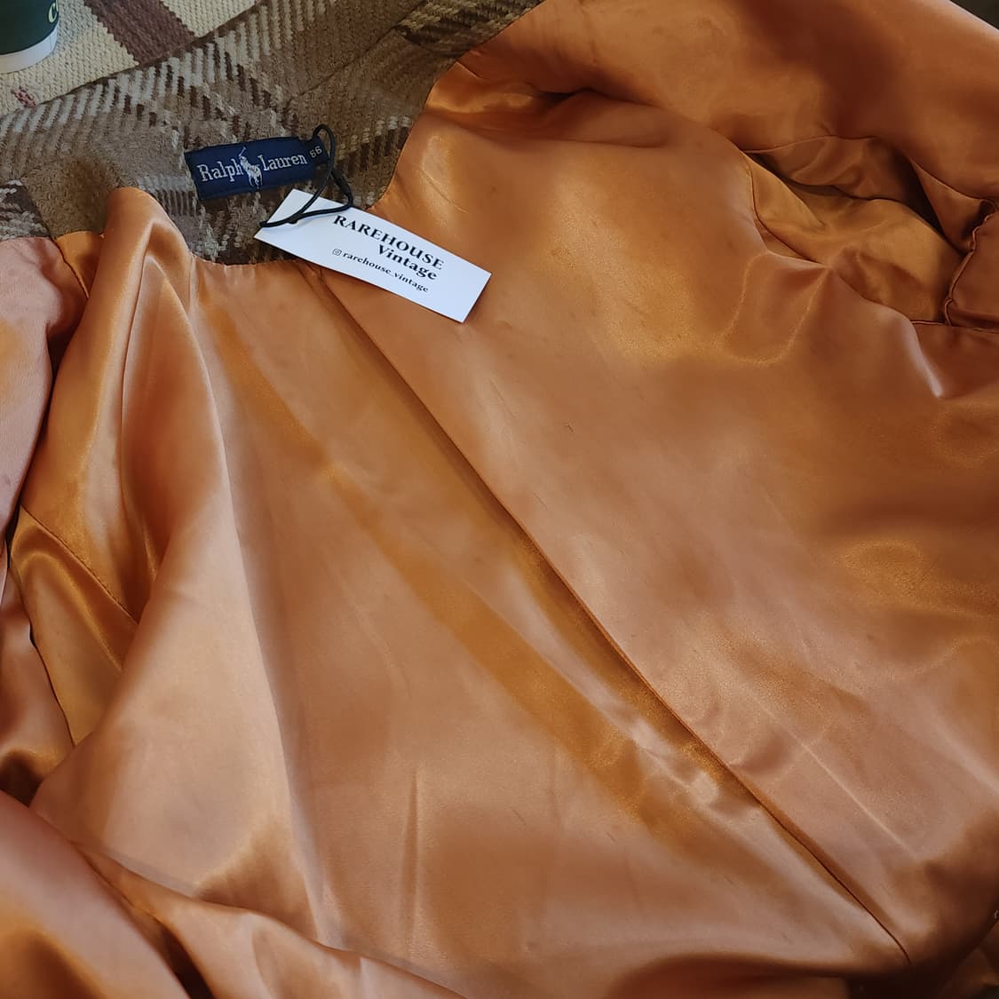 90s 폴로 랄프로렌 울코트 점보 하운드투스 패턴 더블 코트 상품이미지7