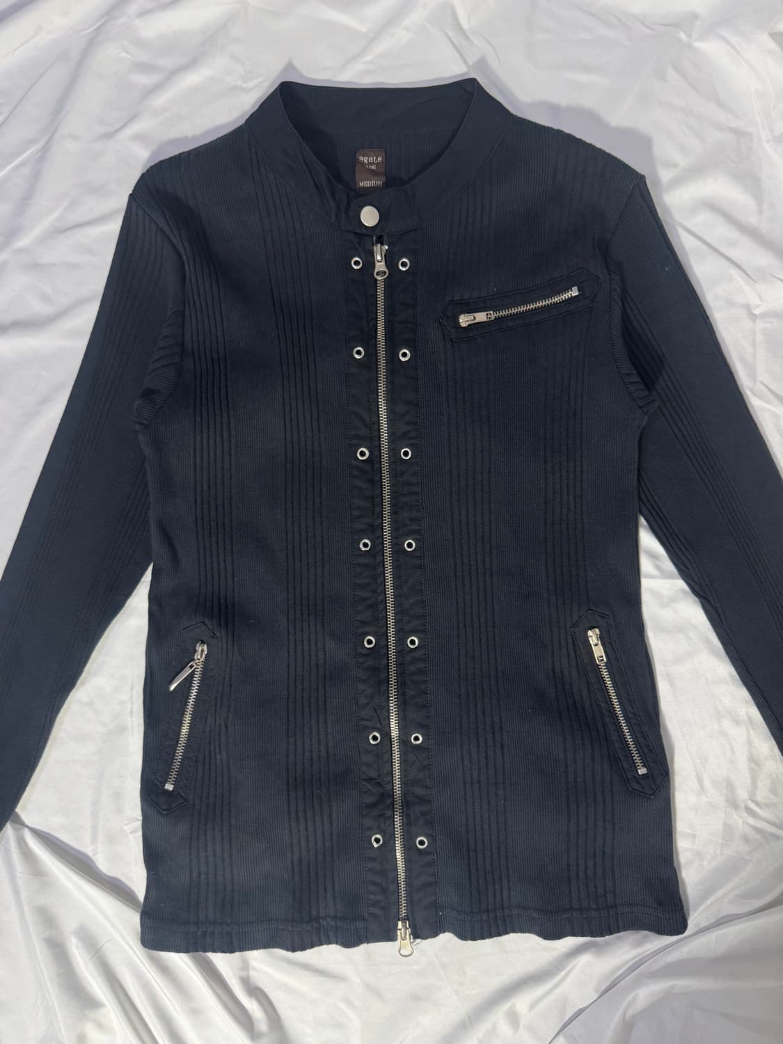 Agate label 리브드 집업 자켓 y2k 상품이미지5