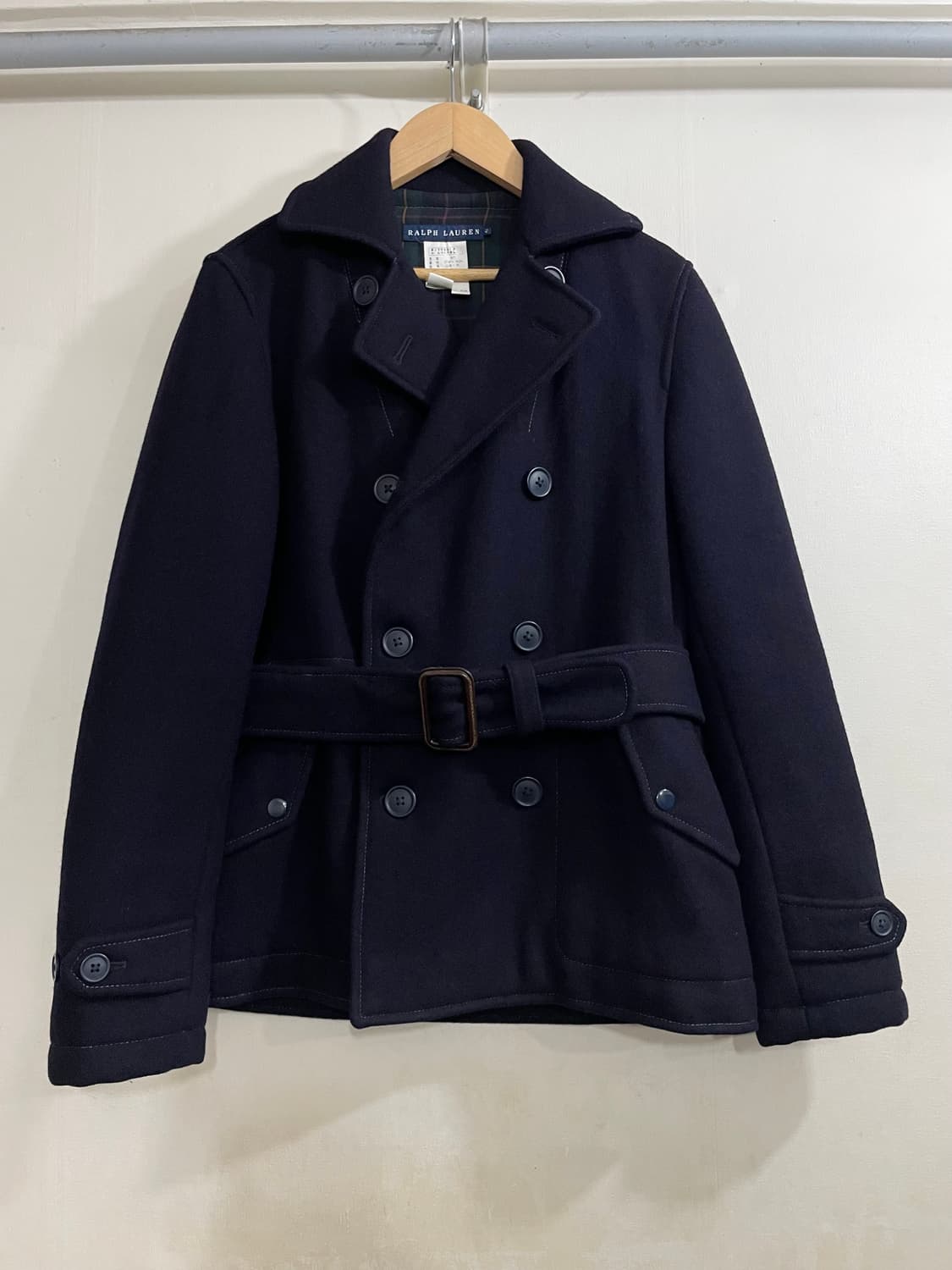 폴로 랄프로렌 이태리제 벨티드 더블 브레스티드 울 코트 네이비 상품이미지1