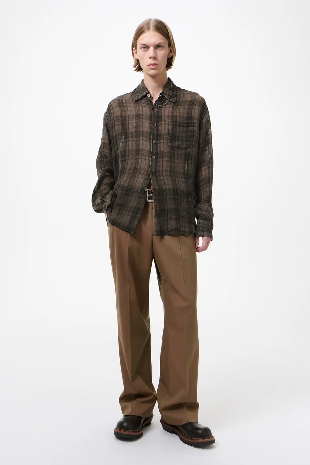 [50]아워레가시26ss 어보브 체크 셔츠/브라운 상품이미지2