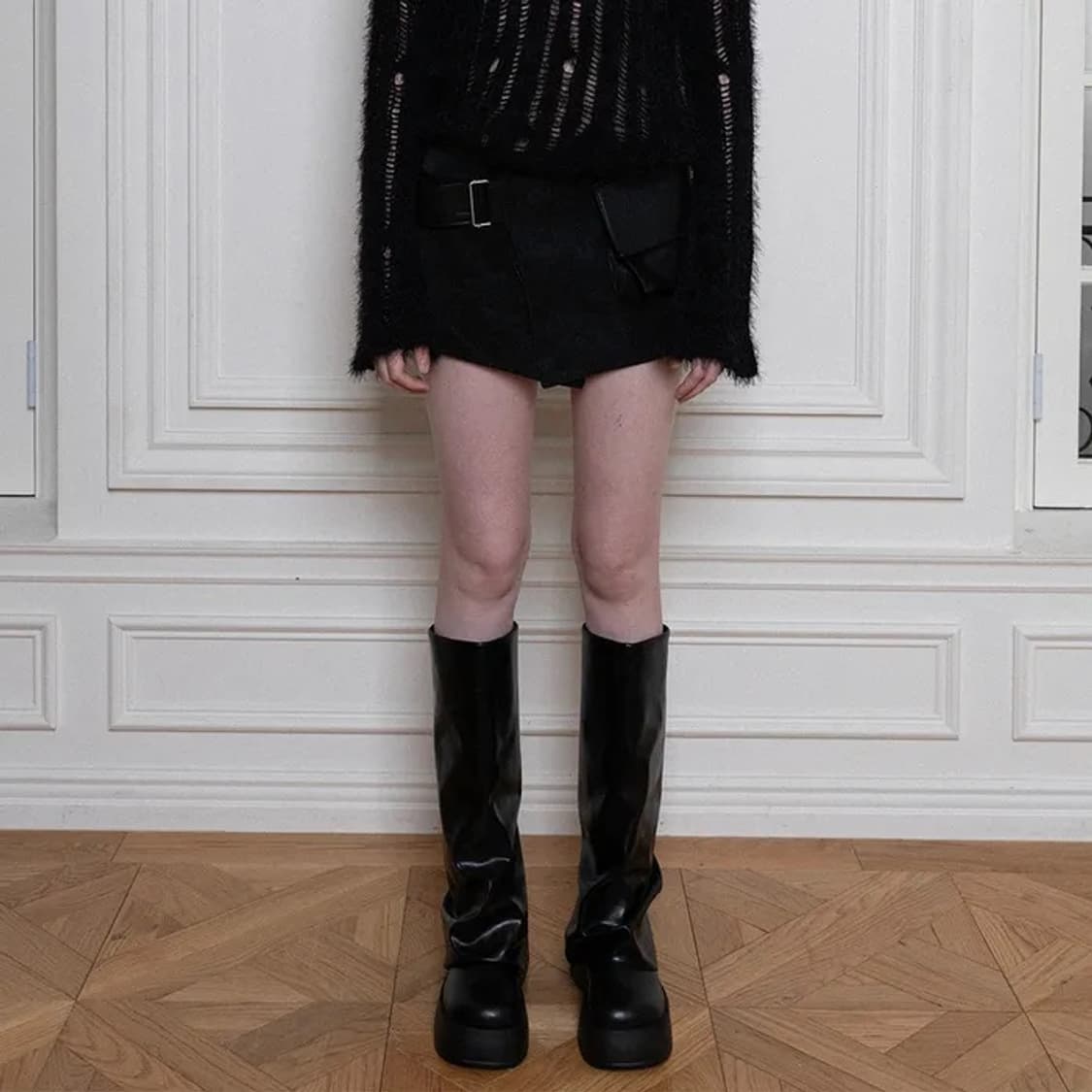 더포르타 벨티드 포켓 랩 스커트 상품이미지1