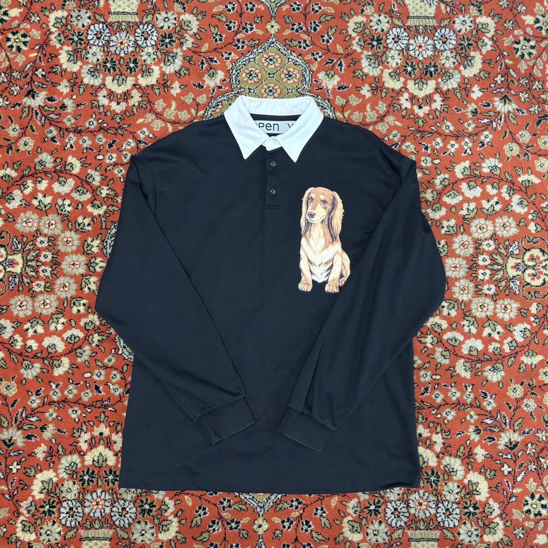[M] 오픈와이와이 도그 럭비 티셔츠 블랙 상품이미지1