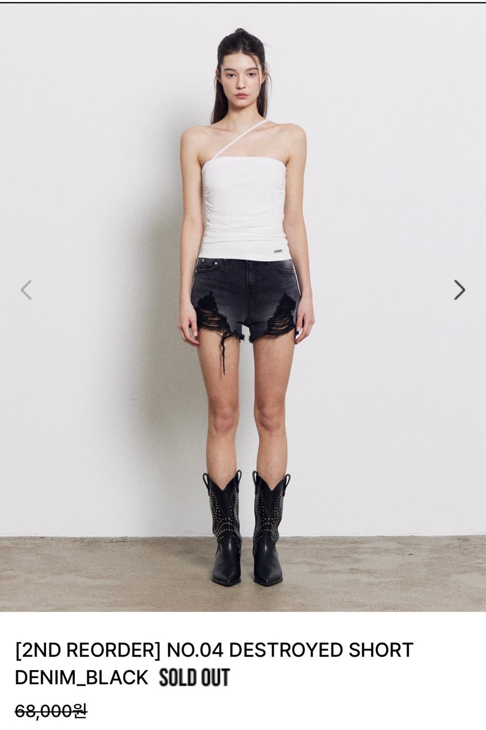 르가넷 디스트로이드 데님 쇼츠 블랙S 상품이미지1