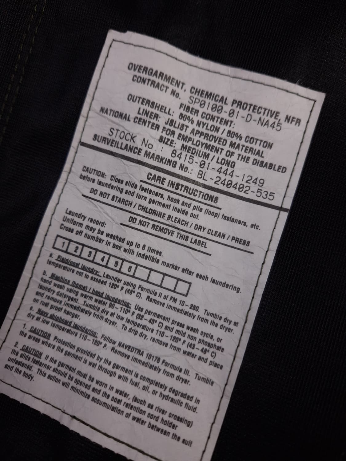 새제품 오리지날 미군 우드랜드 캐미칼 화생방복 자켓 상품이미지2