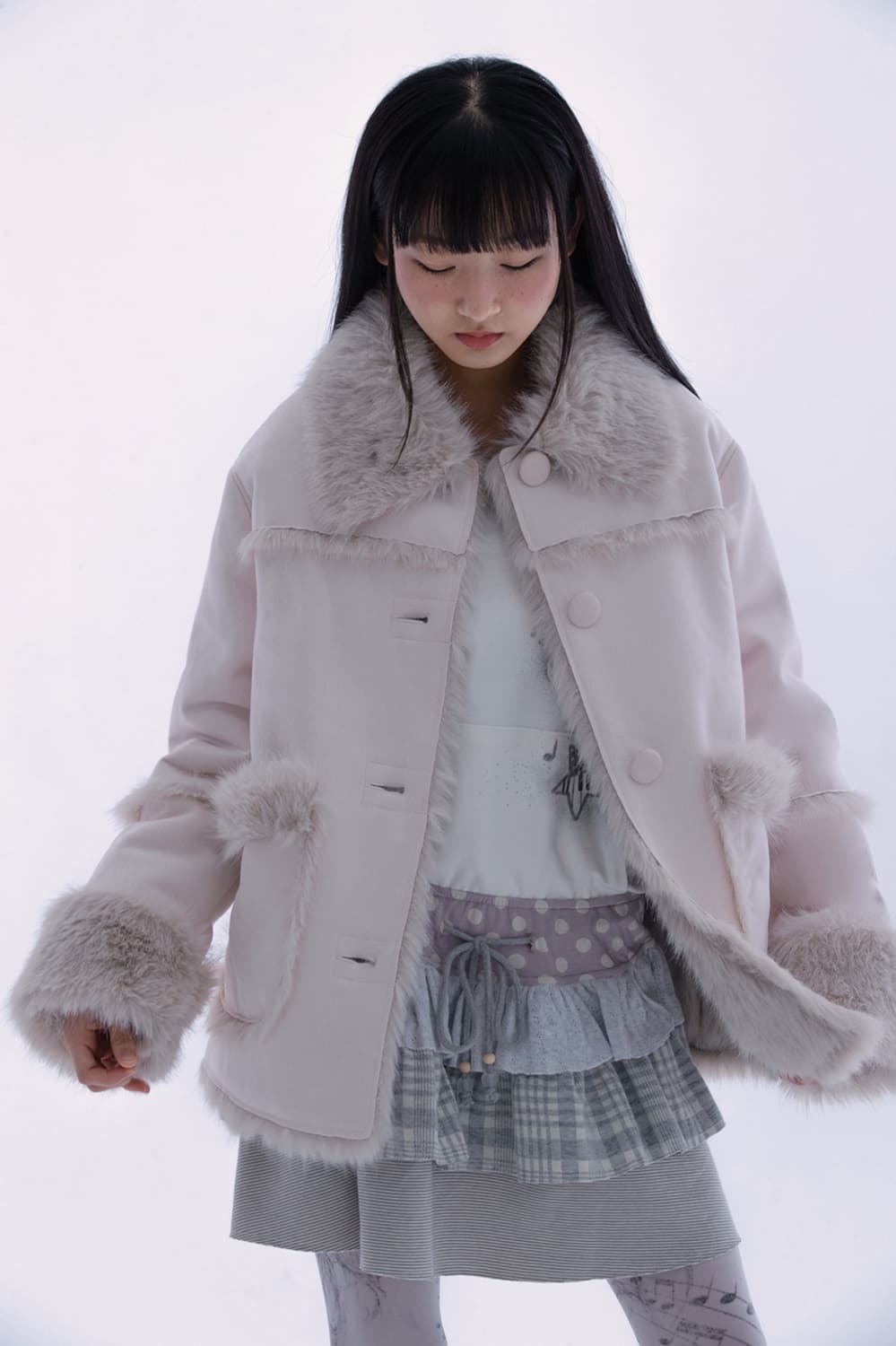 허그유어스킨 시어링 무스탕 자켓 핑크 상품이미지1