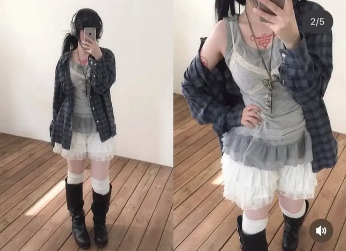 빈티지 캉캉셔링프릴 팬츠스커트 와이즈걸 너드 상품이미지1