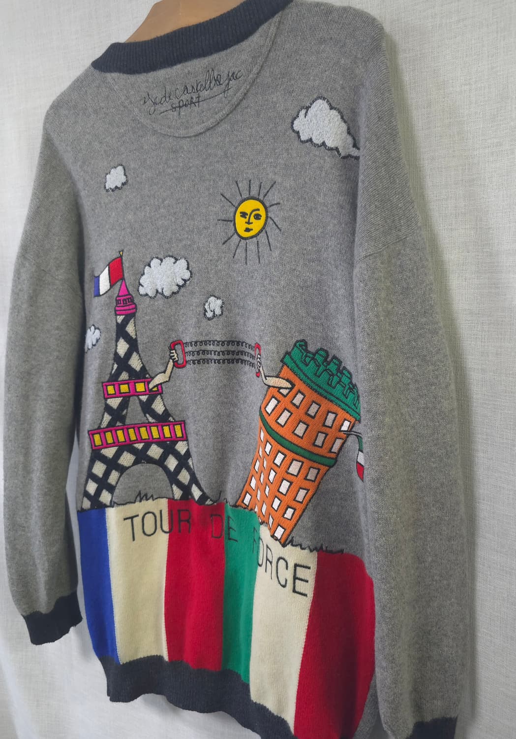 카스텔바작 일본수입 정품 울 니트 가디건 스웨터 100 105 에펠탑 빈 상품이미지2