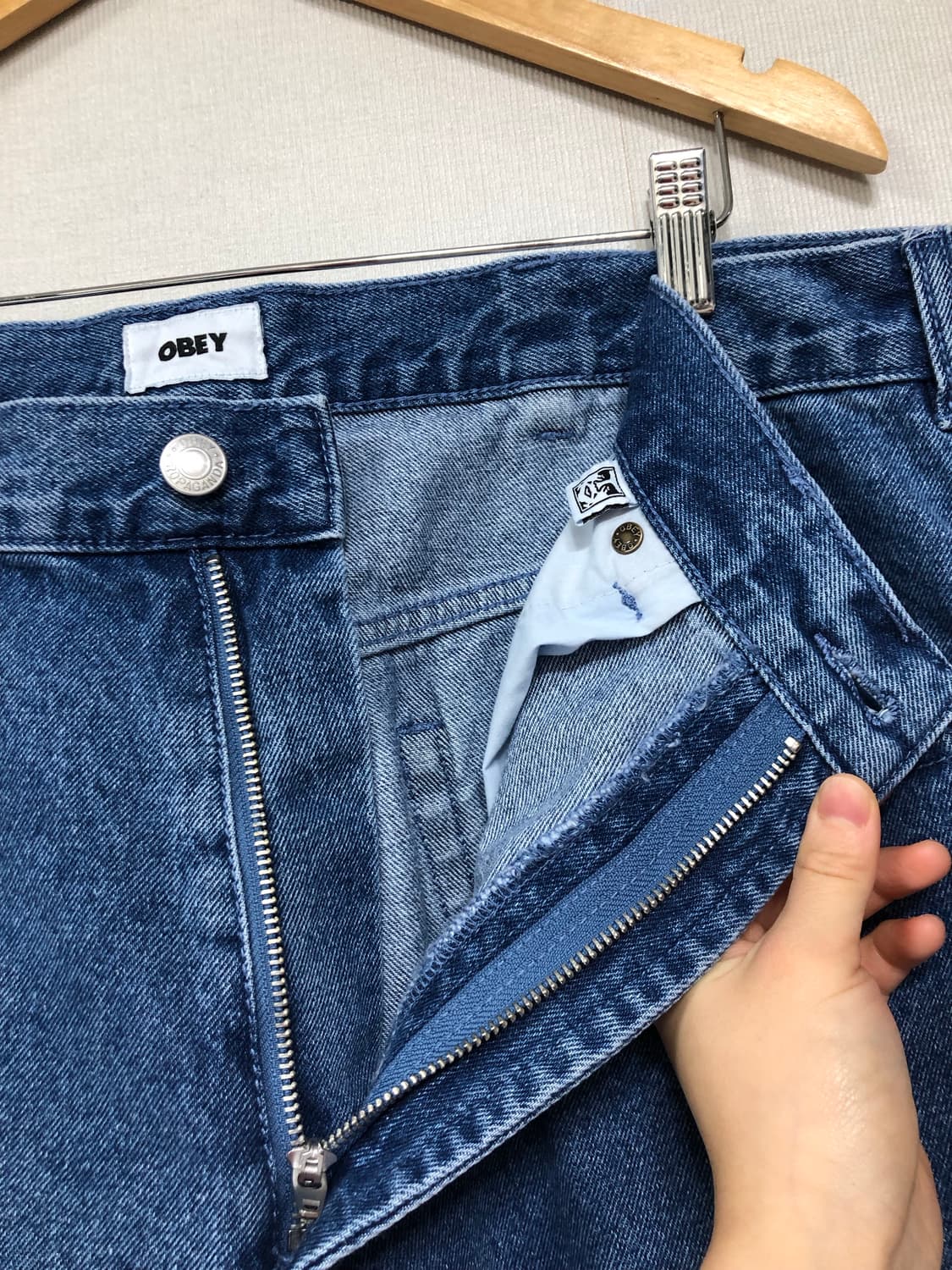 새상품) OBEY 오베이 와이드 루즈 배기 데님팬츠 36 _ 라이트인디고 상품이미지6