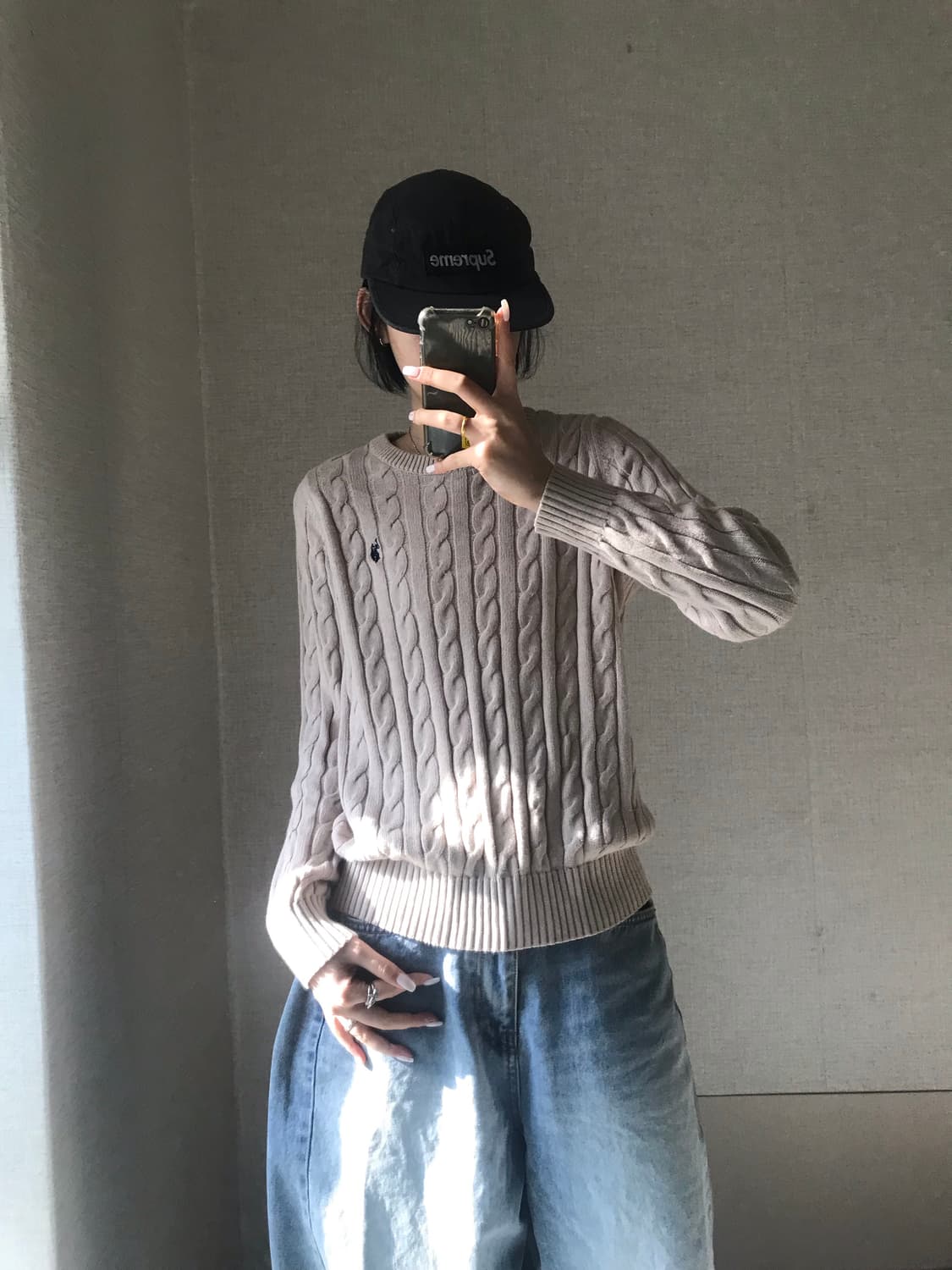 폴로 아쎈 베이지 케이블 니트 상품이미지4