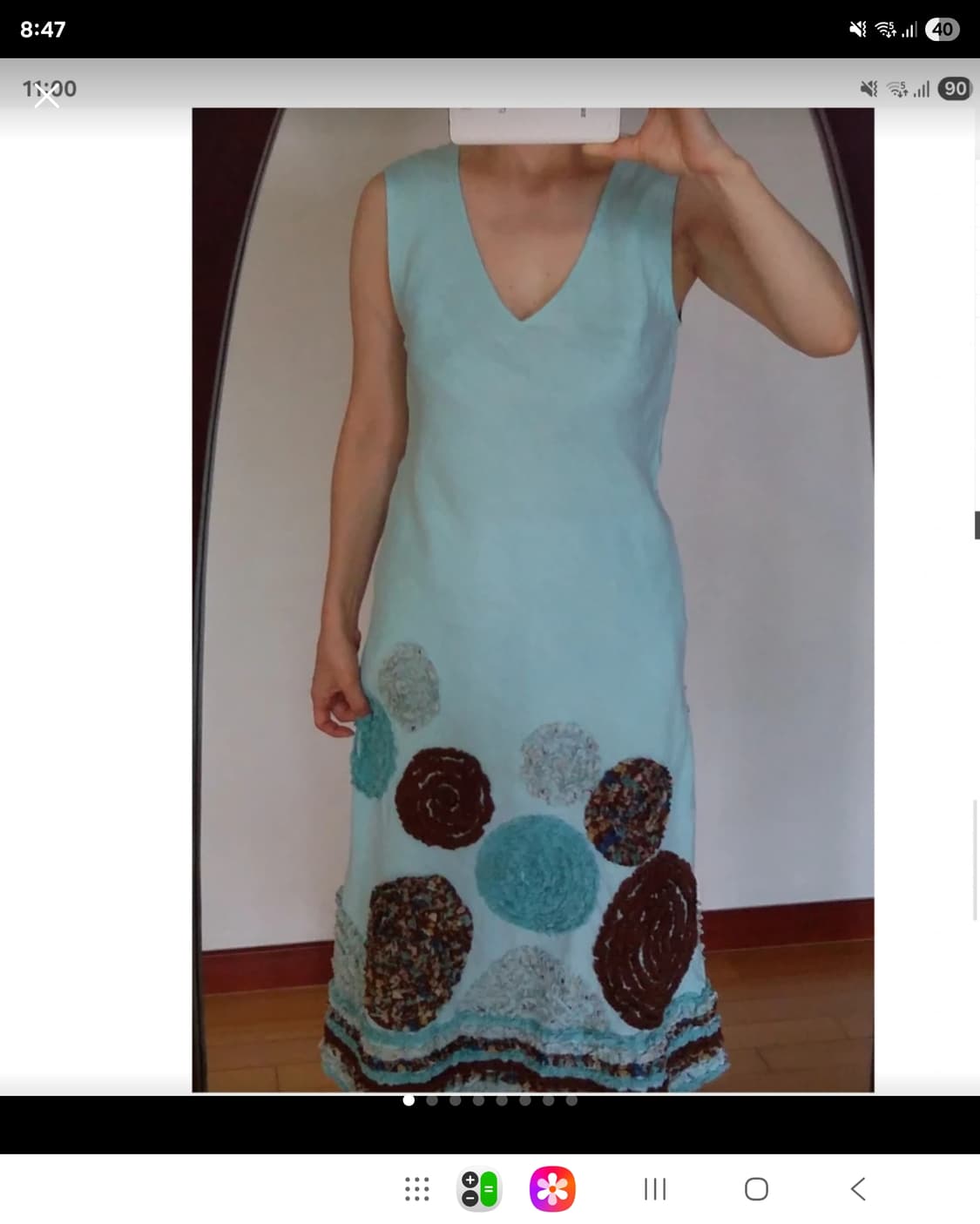 오일릴리  면 마 바이어스 컷 원피스 실크 아플리케  상품이미지1