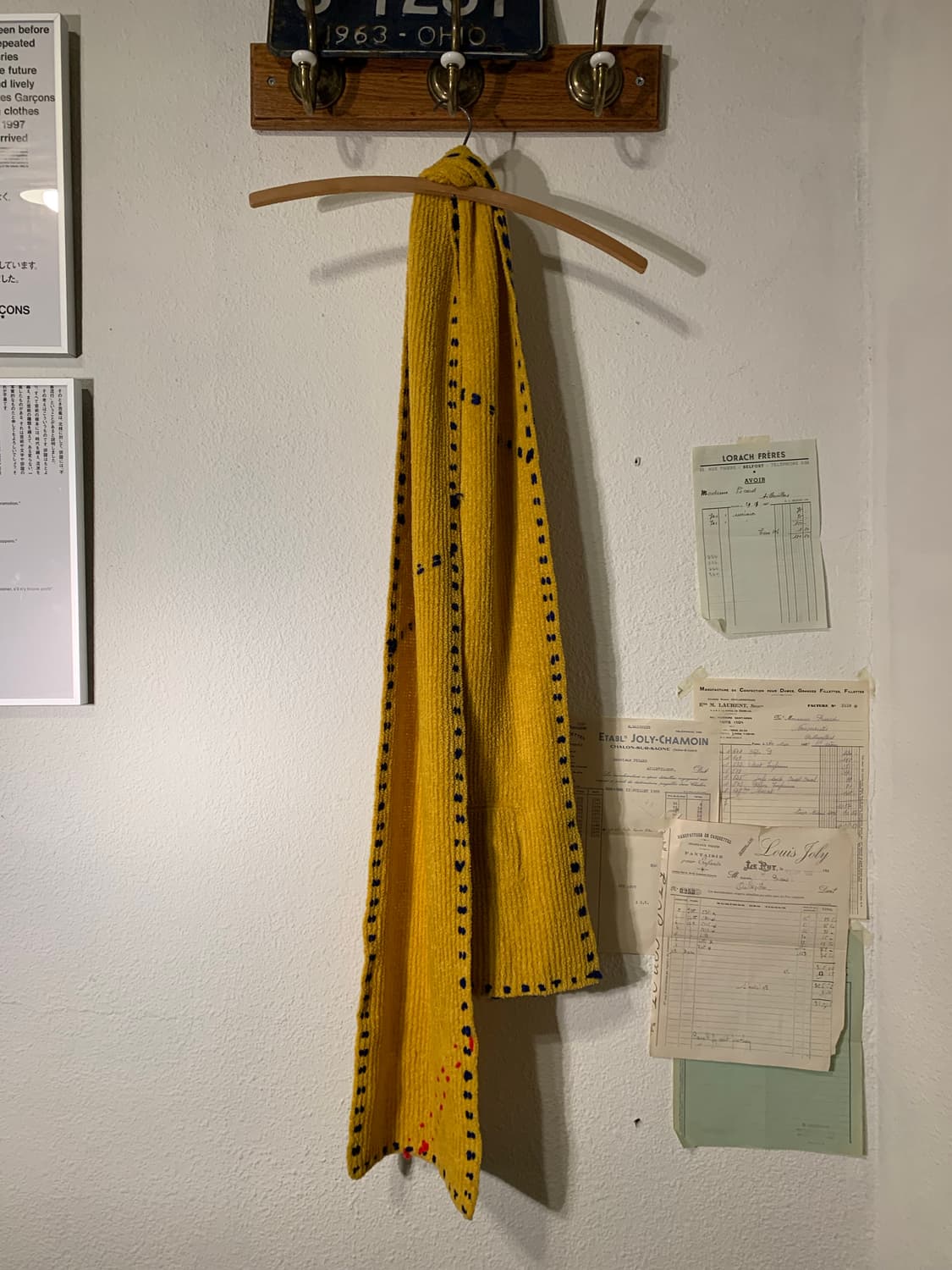 핑거린 핸드스티치 포켓 머플러 네이비 옐로 상품이미지8