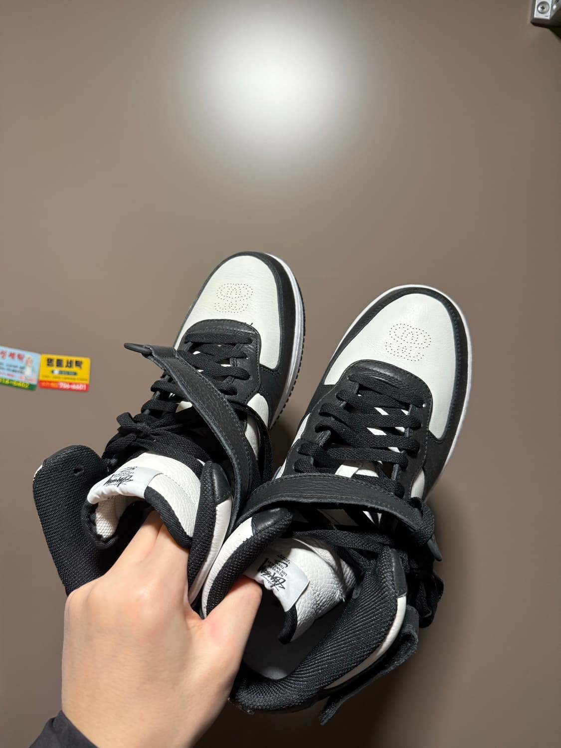 [295]나이키 x 스투시 에어포스 1 미드 SP 블랙 앤 라이트 본 상품이미지2