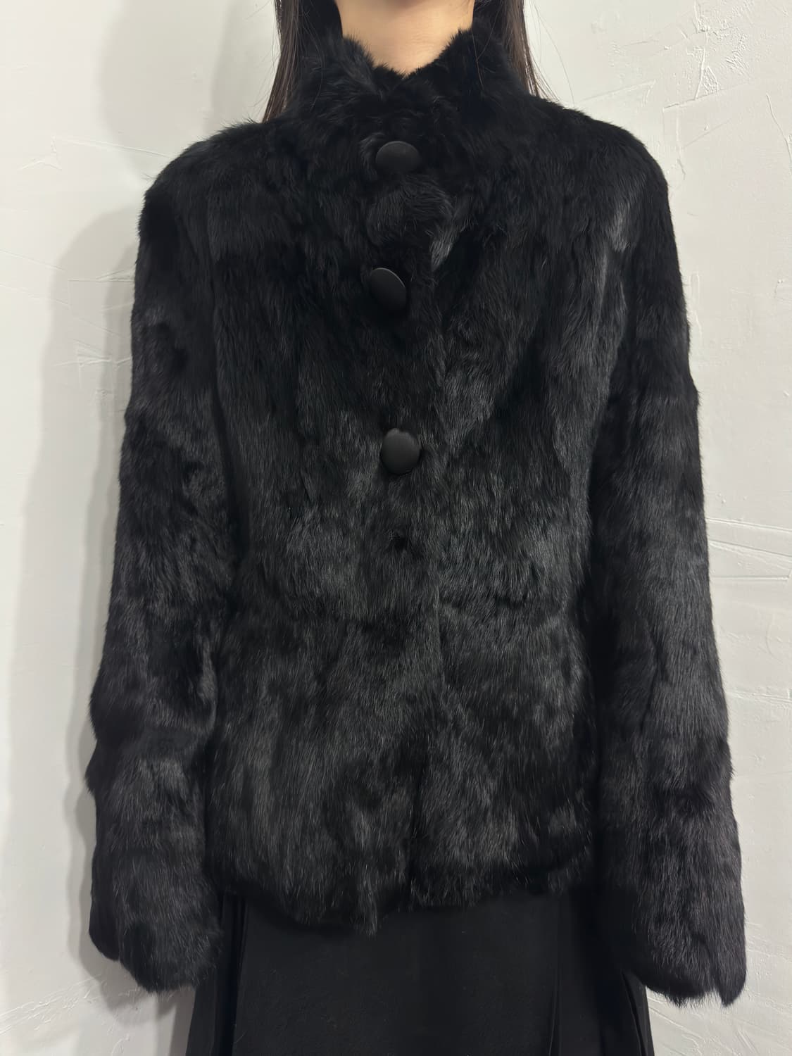 black rabbit fur button jacket 상품이미지1