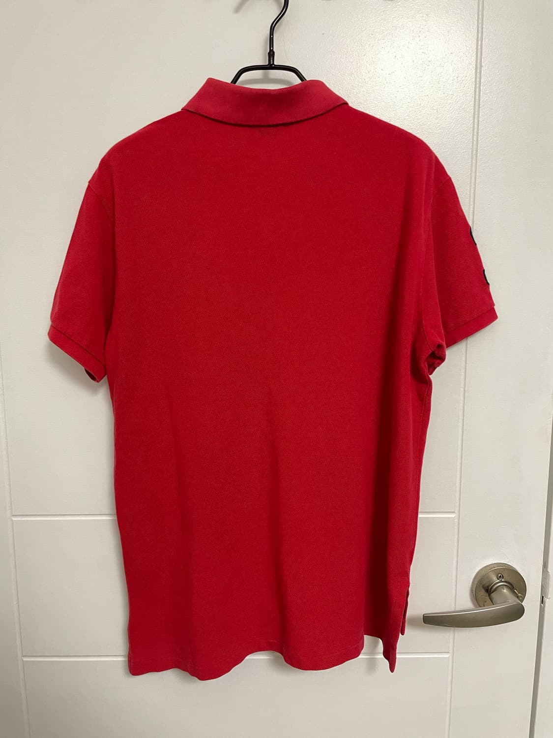 폴로 빈티지 빅포니 미국 국기 패치 커스텀핏 피케 셔츠 레드 상품이미지2