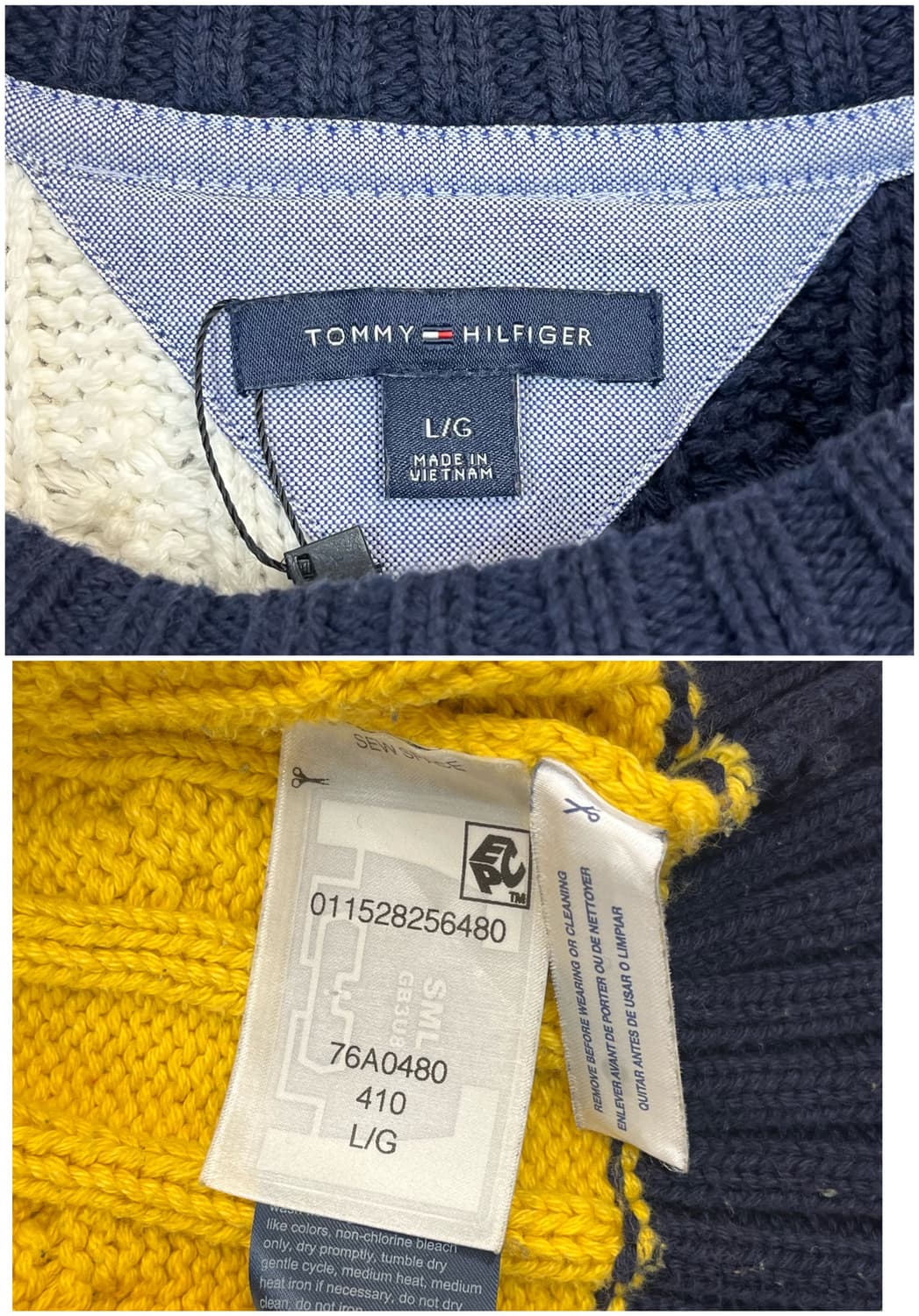 타미힐피거 배색 니트 네이비 L #csz3224 상품이미지4