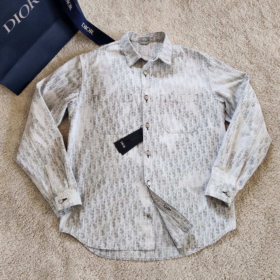 Dior 디올 최상급 일본 데님 디스트레스드 오블리크 샤켓 자켓 셔츠 상품이미지1