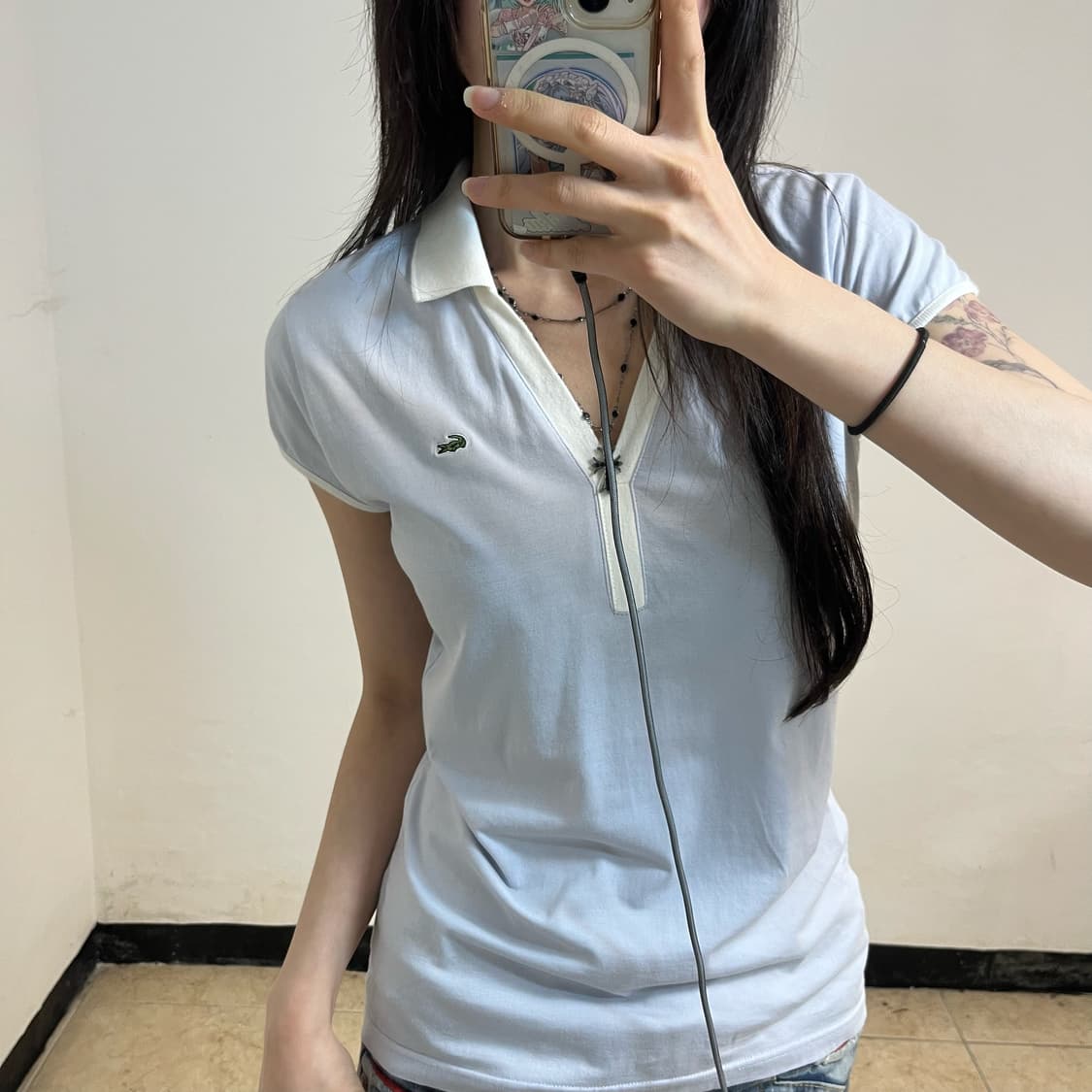 Lacoste sky blue collar t-shirt 상품이미지3