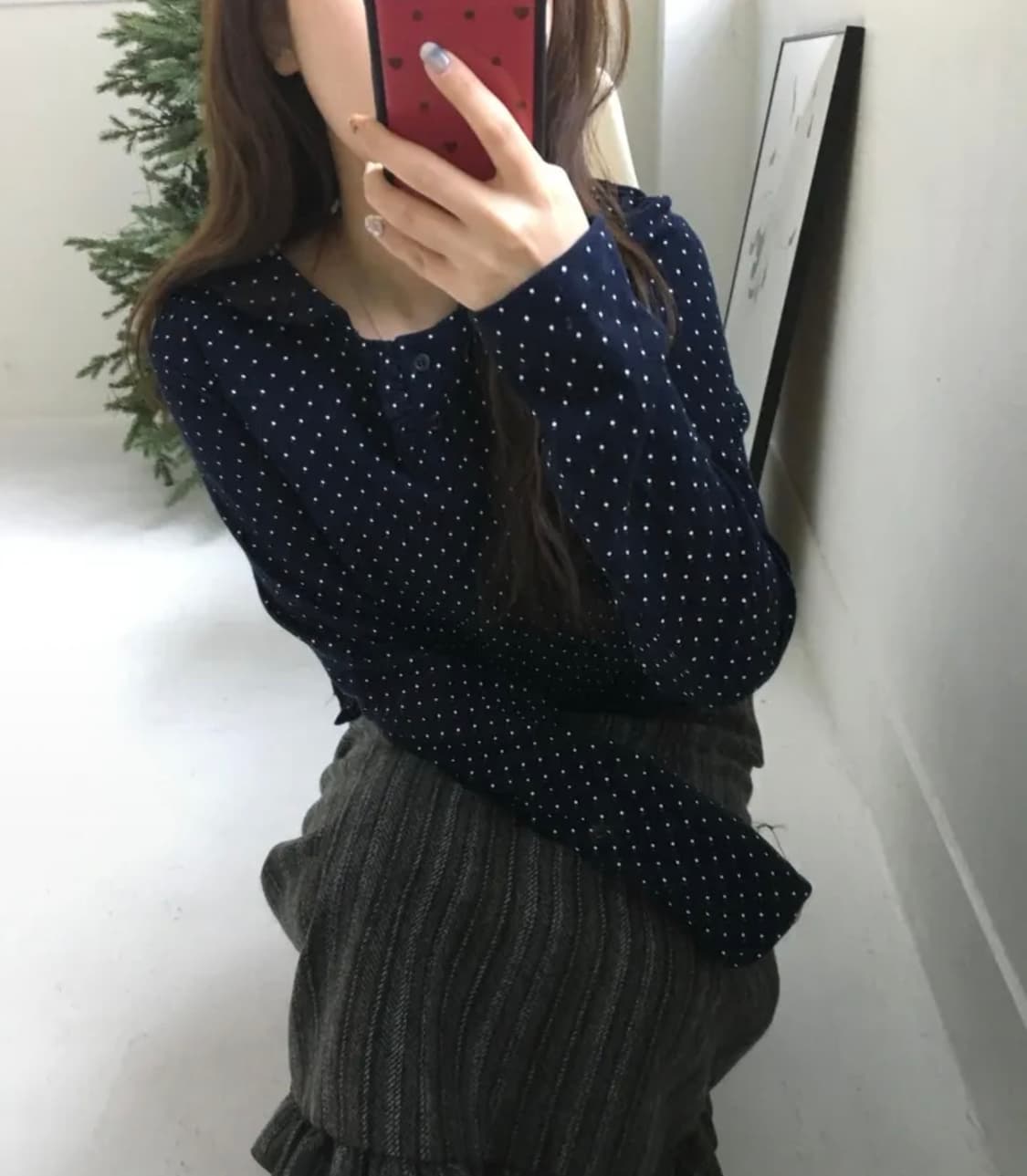 도트 롱슬리브 네이비 상품이미지1