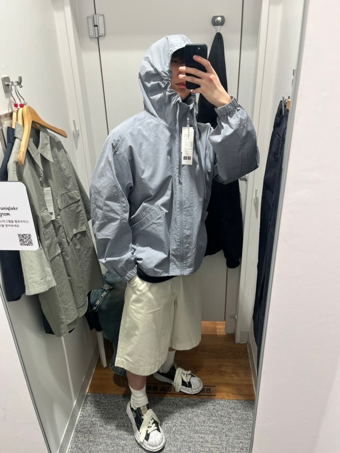 유니클로 U 후드 블루종 바람막이 그레이 상품이미지2