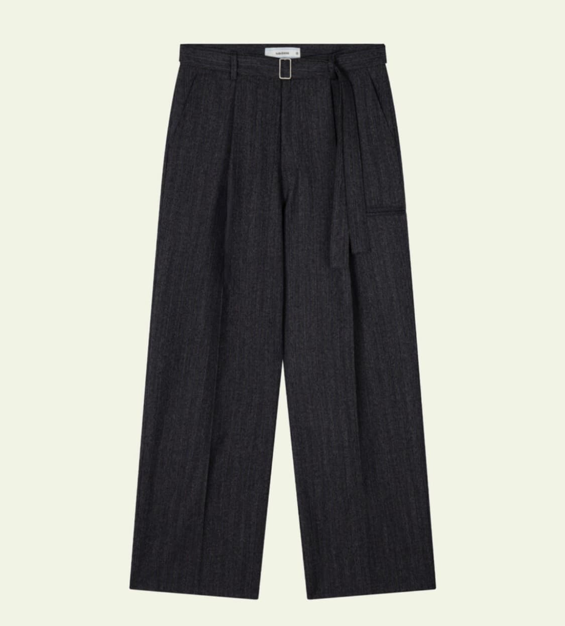 웨이비니스 레이어드 벨티드 트라우저 그레이 스트라이프2 상품이미지1