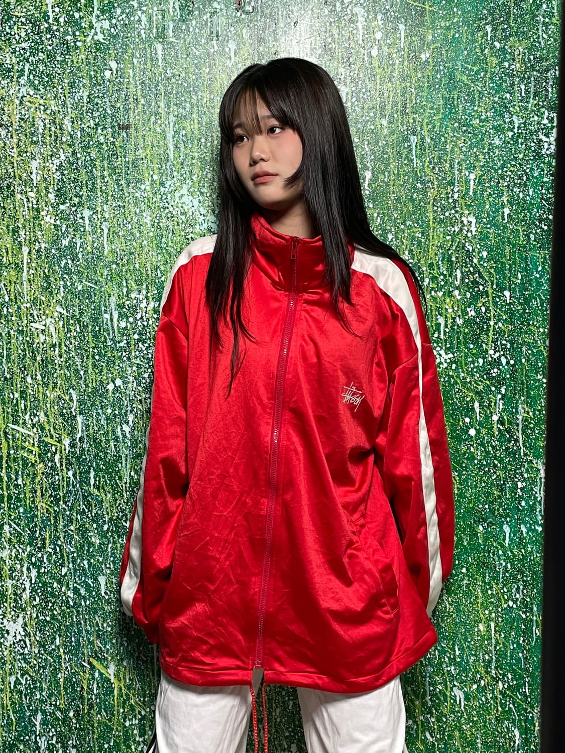 90s 스투시 올드스쿨 빅로고 오버핏 레드 져지 M 상품이미지2