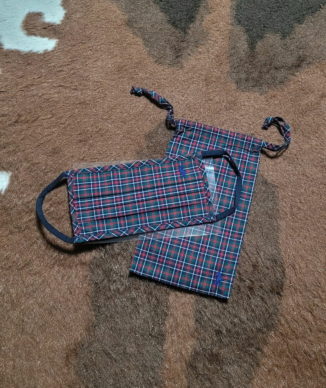 폴로 랄프로렌 타탄체크 면 마스크(M/L) 상품이미지1