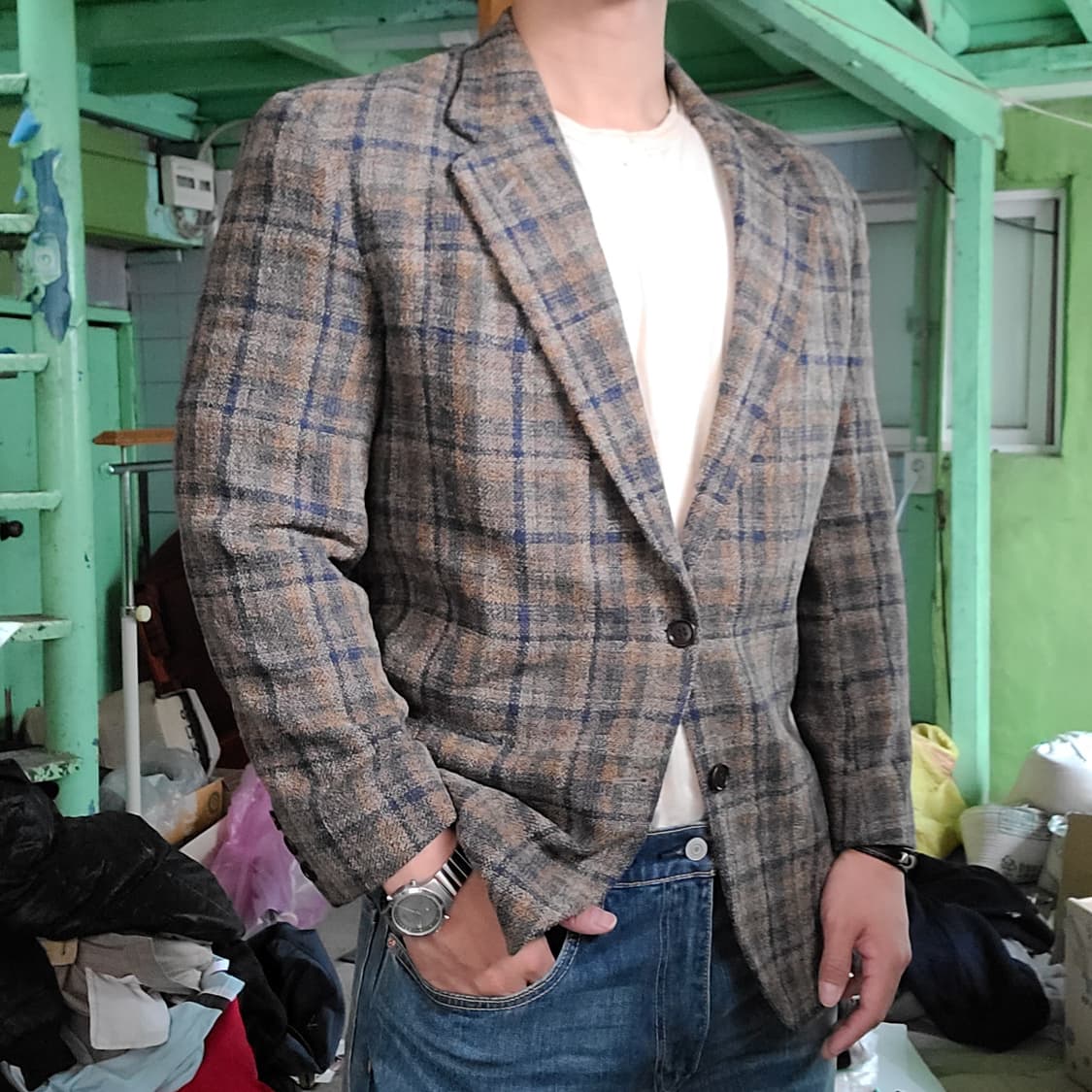 미쏘니 체크자켓 상품이미지2