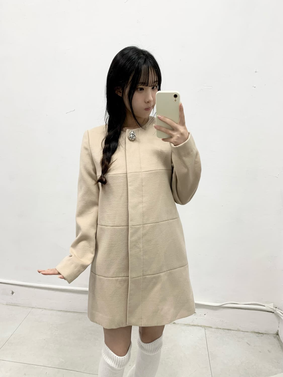 로걀 히메갸루 코리락쿠마 큐빅 베이지 핑크 코트 상품이미지2