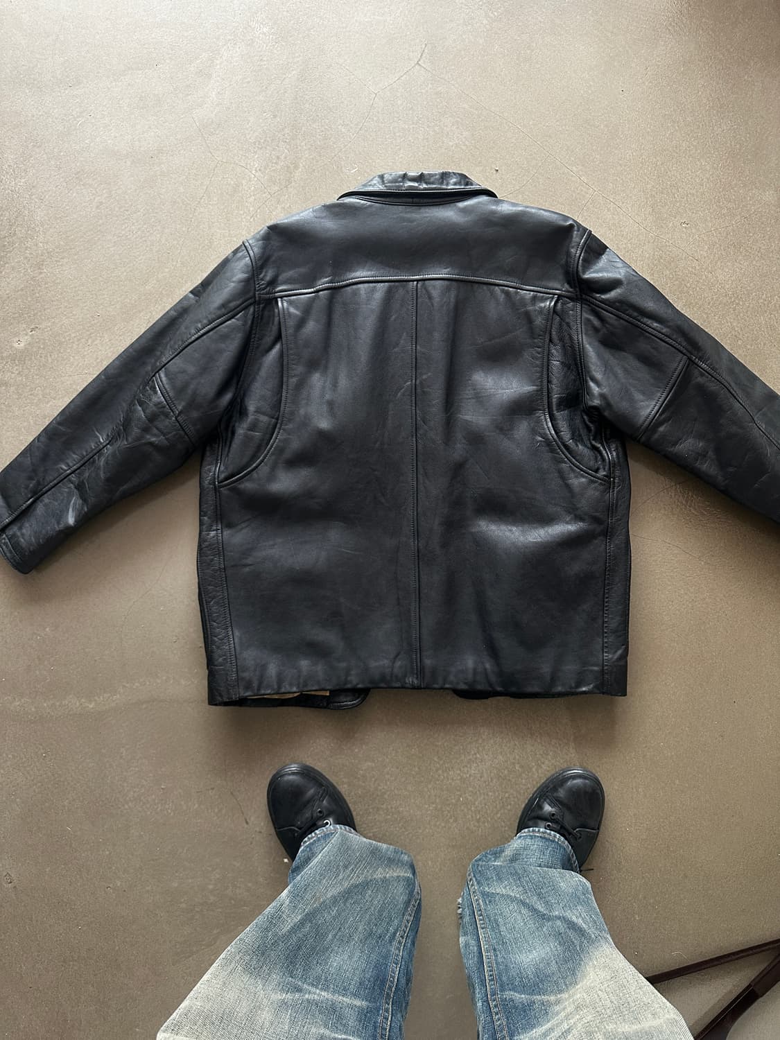 쉐비뇽 소가죽 레더 카코트 상품이미지6