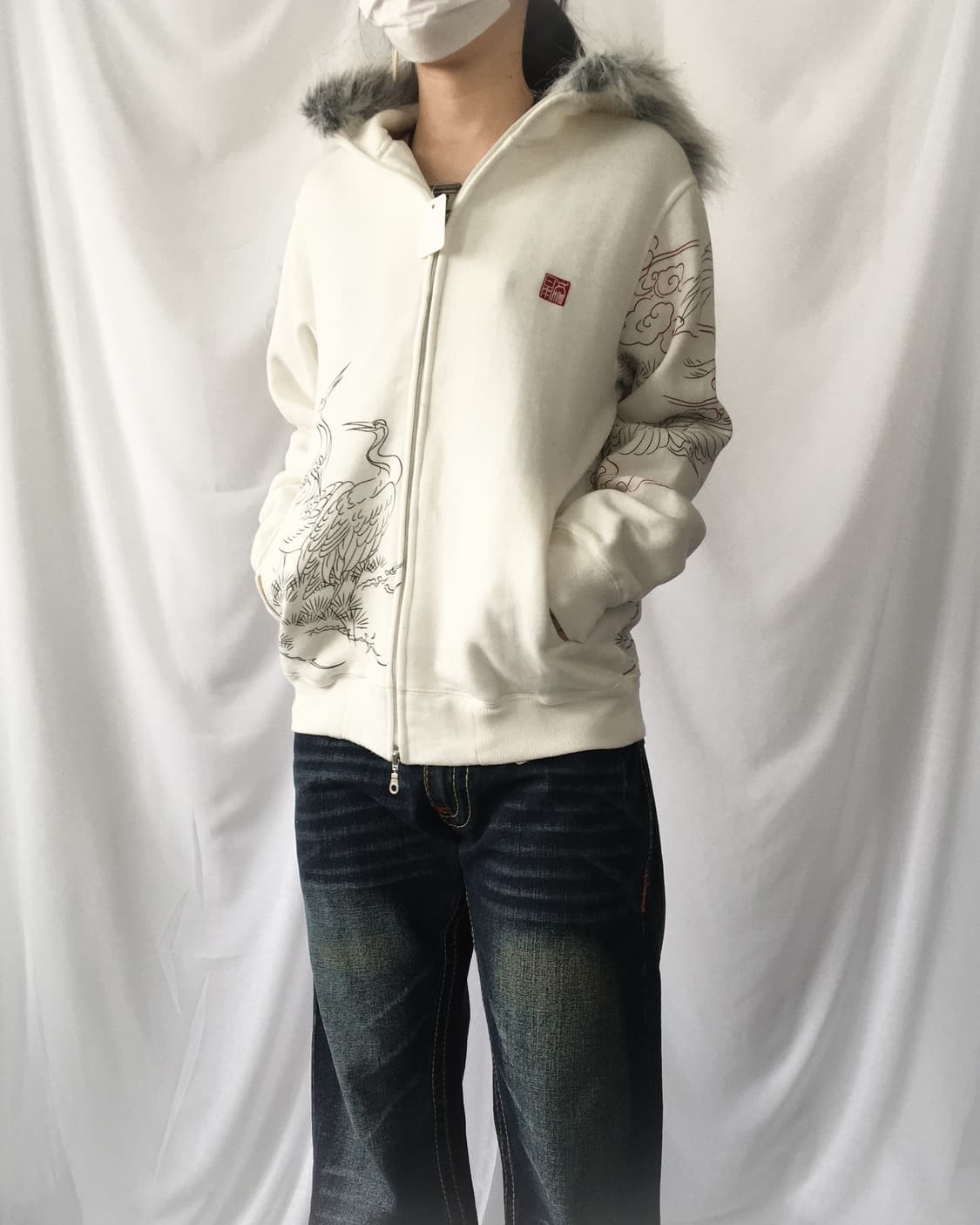 Fake fur hood oriental hood zip up 상품이미지1