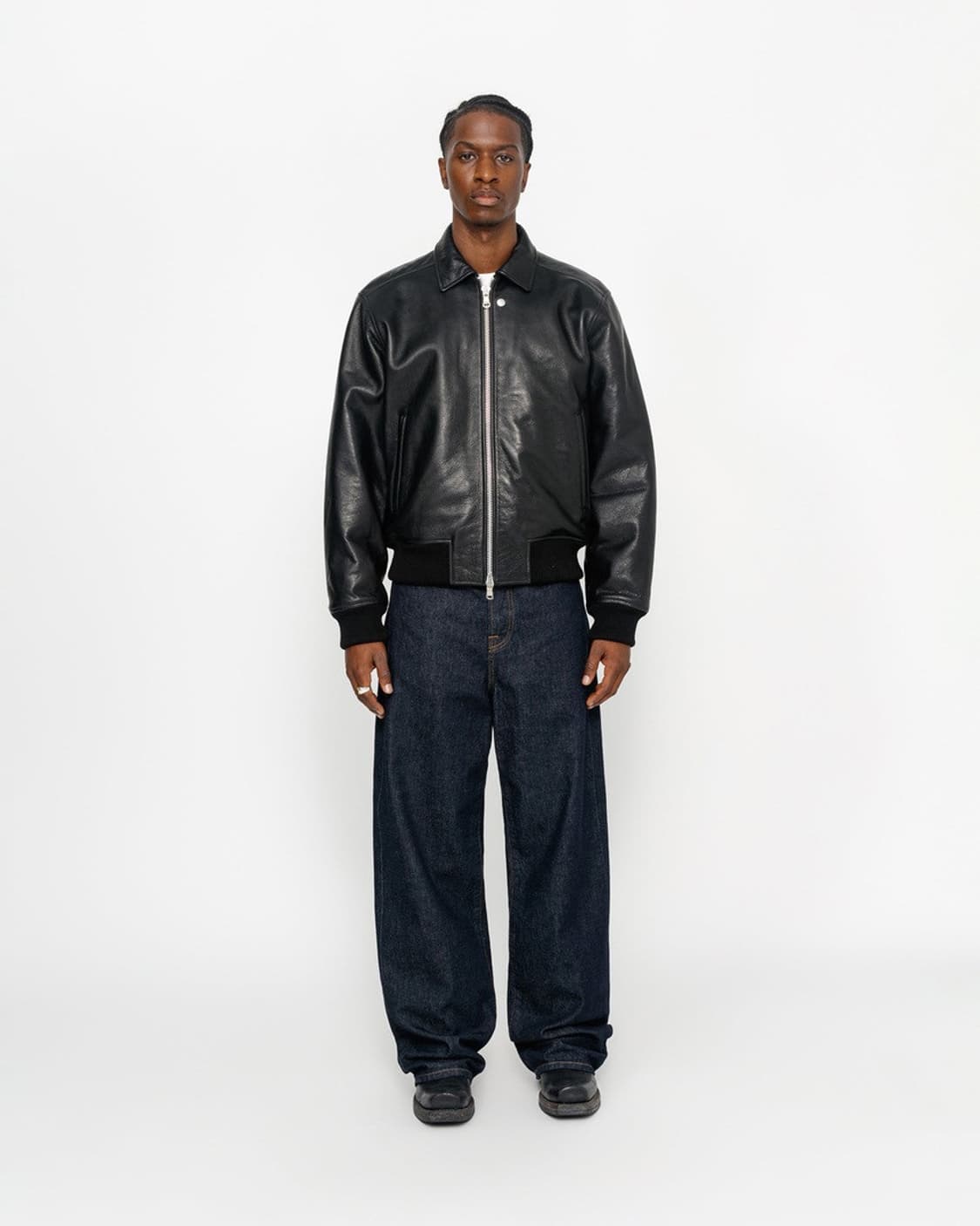 (M) 스투시 레더 플라이트 자켓 블랙 상품이미지2