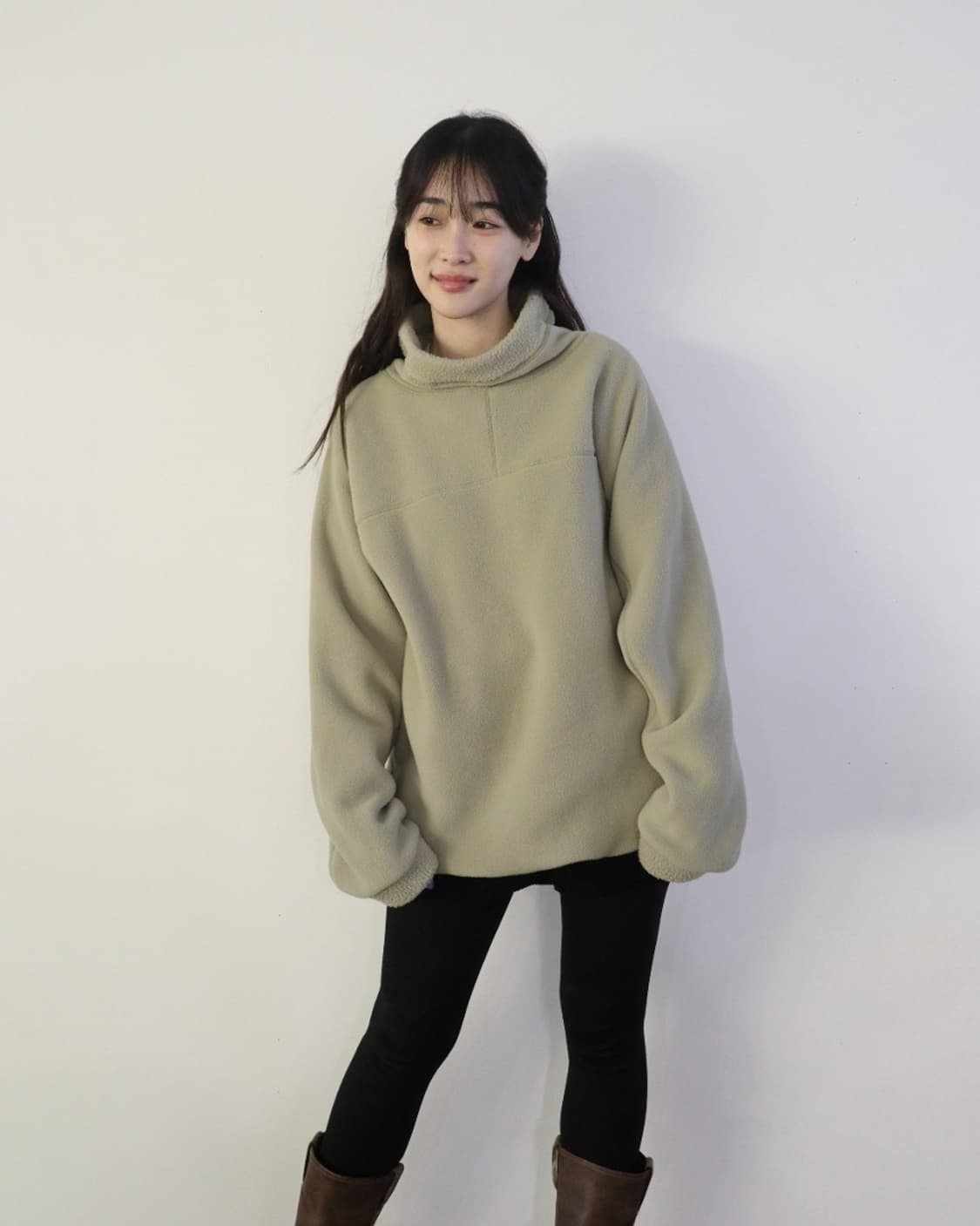 쉬이즈큐트 오버사이즈드 플리스 라이트그린 새상품 상품이미지1