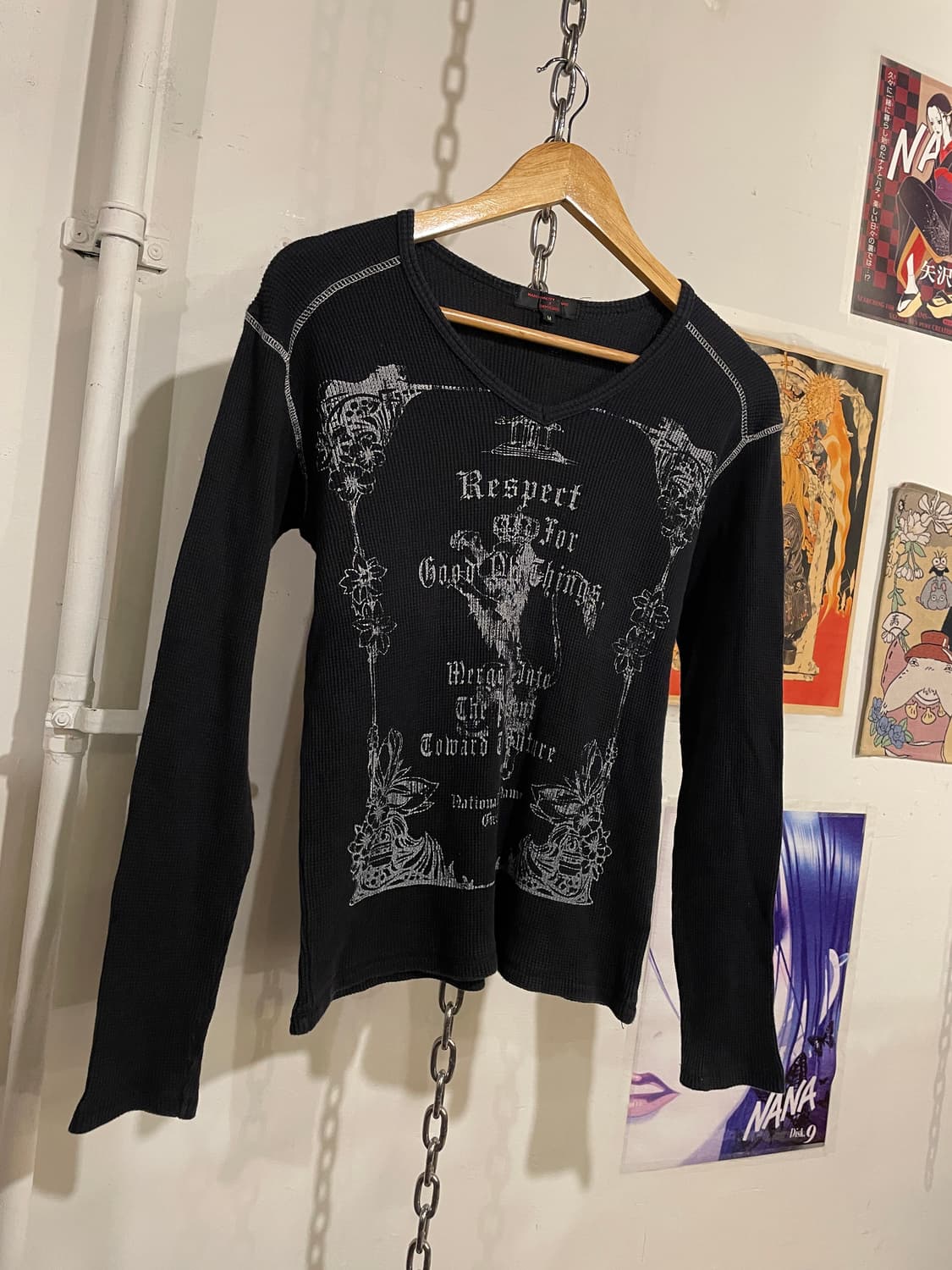 화이트 프린팅 와플 롱슬리브 펑크 y2k 상품이미지2