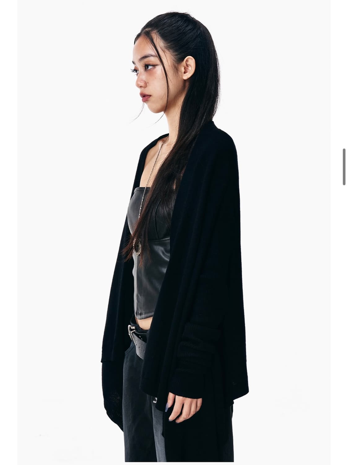 yeel 오픈 가디건 DRAPED BUTTON-DETAIL OPEN CA 상품이미지2