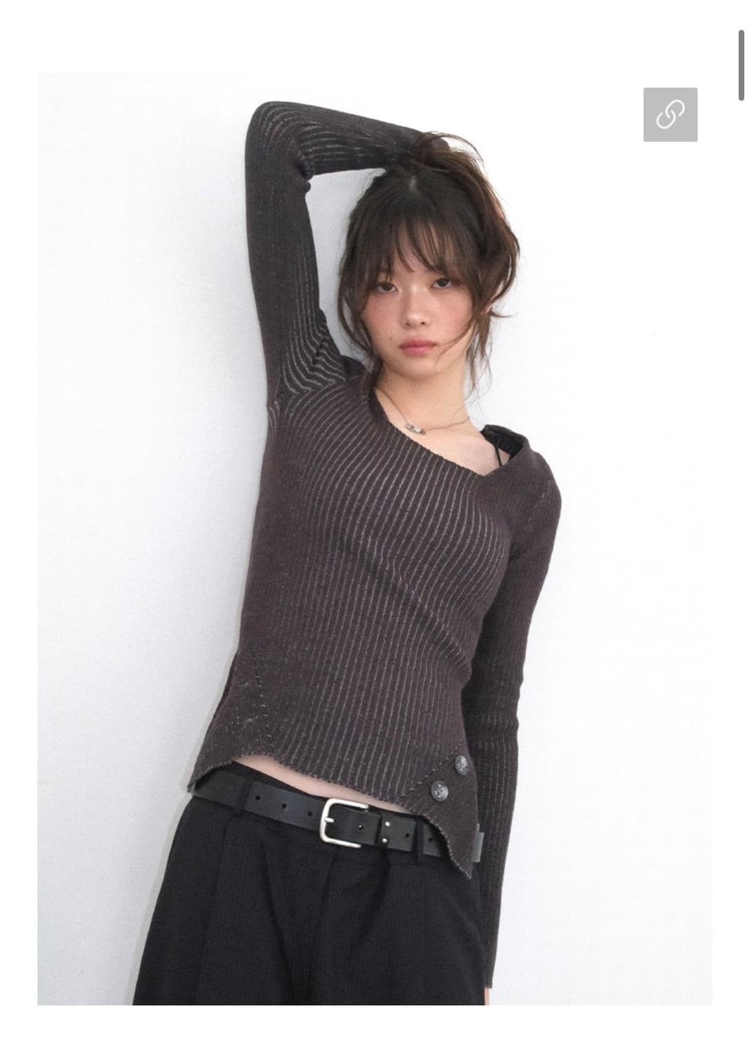 ason 애즈온 square twim knit 스퀘어 트임 니트 블랙 상품이미지1