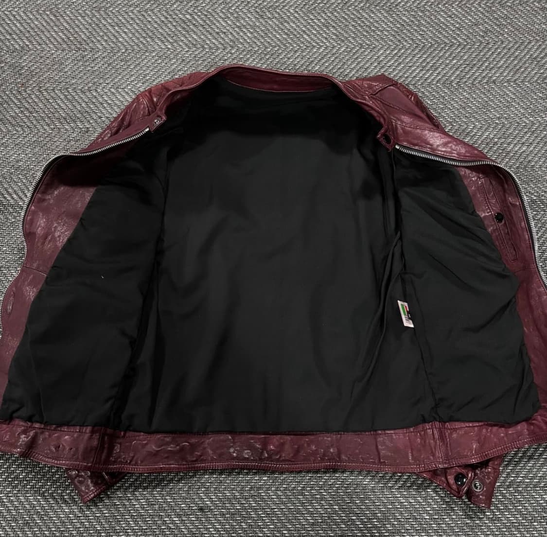 급처 이태리 슬림 크로스 베지터블 램스킨 자켓 버건디 상품이미지3