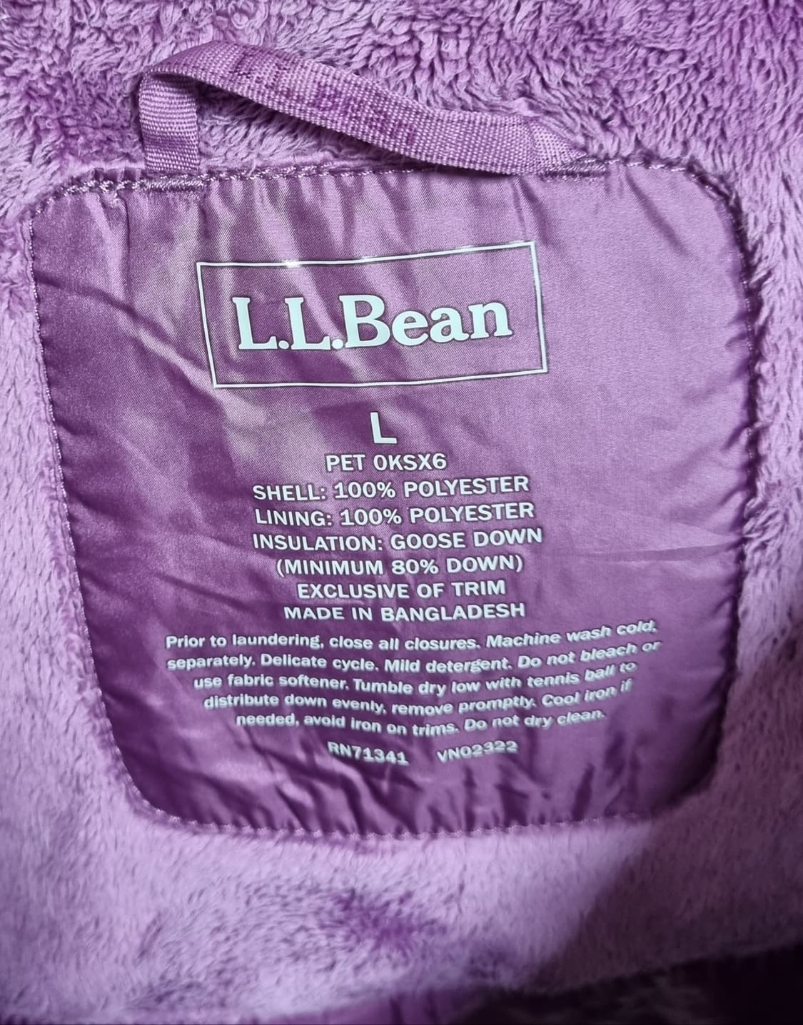 L (77) LLBEAN 엘엘빈 퍼플 구스다운 패딩 상품이미지3