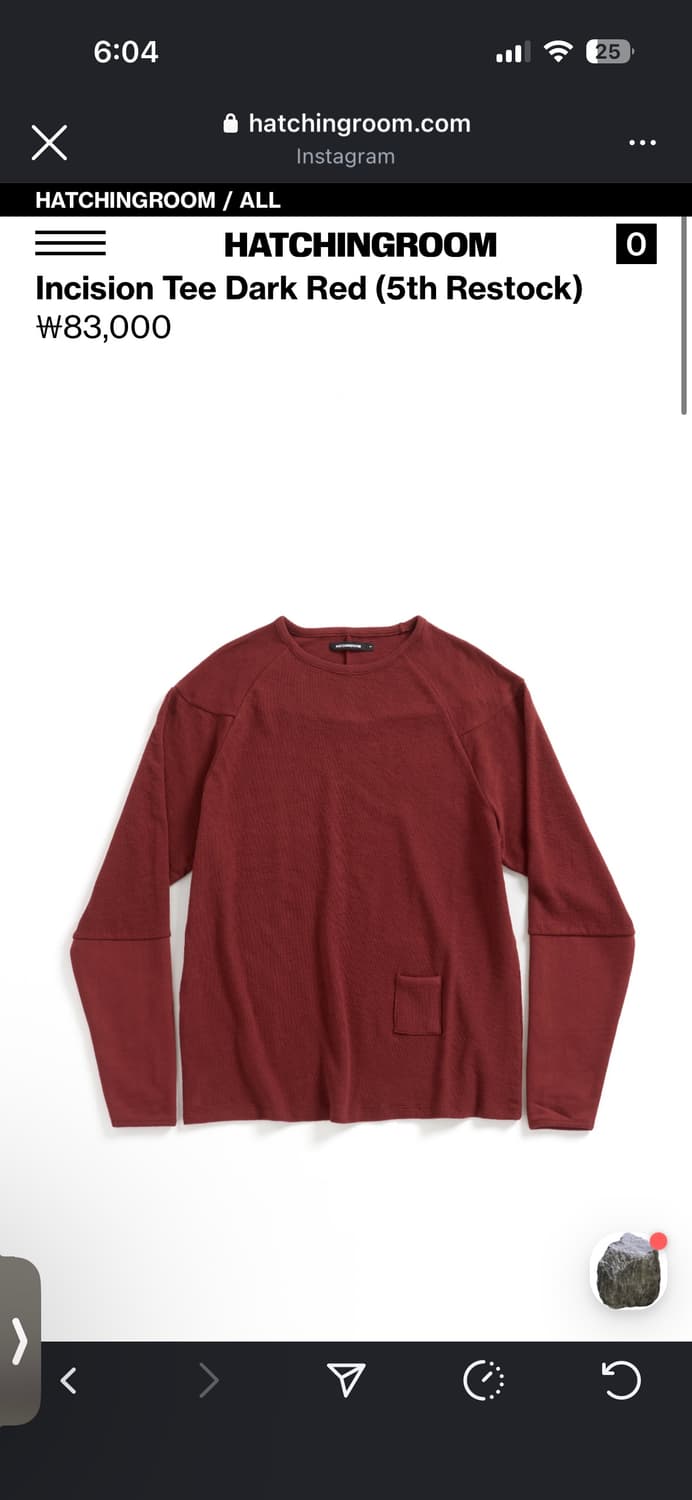 해칭룸 incision tee dark red  상품이미지1