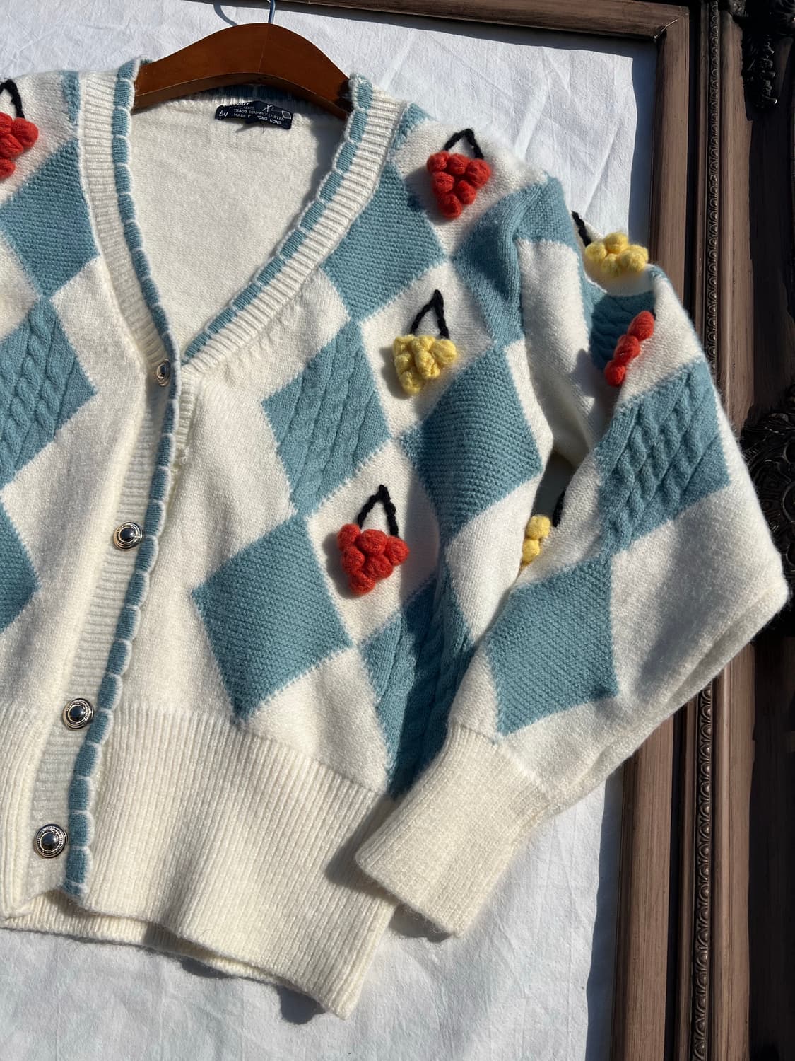 과일 아가일 패턴 가디건 상품이미지2