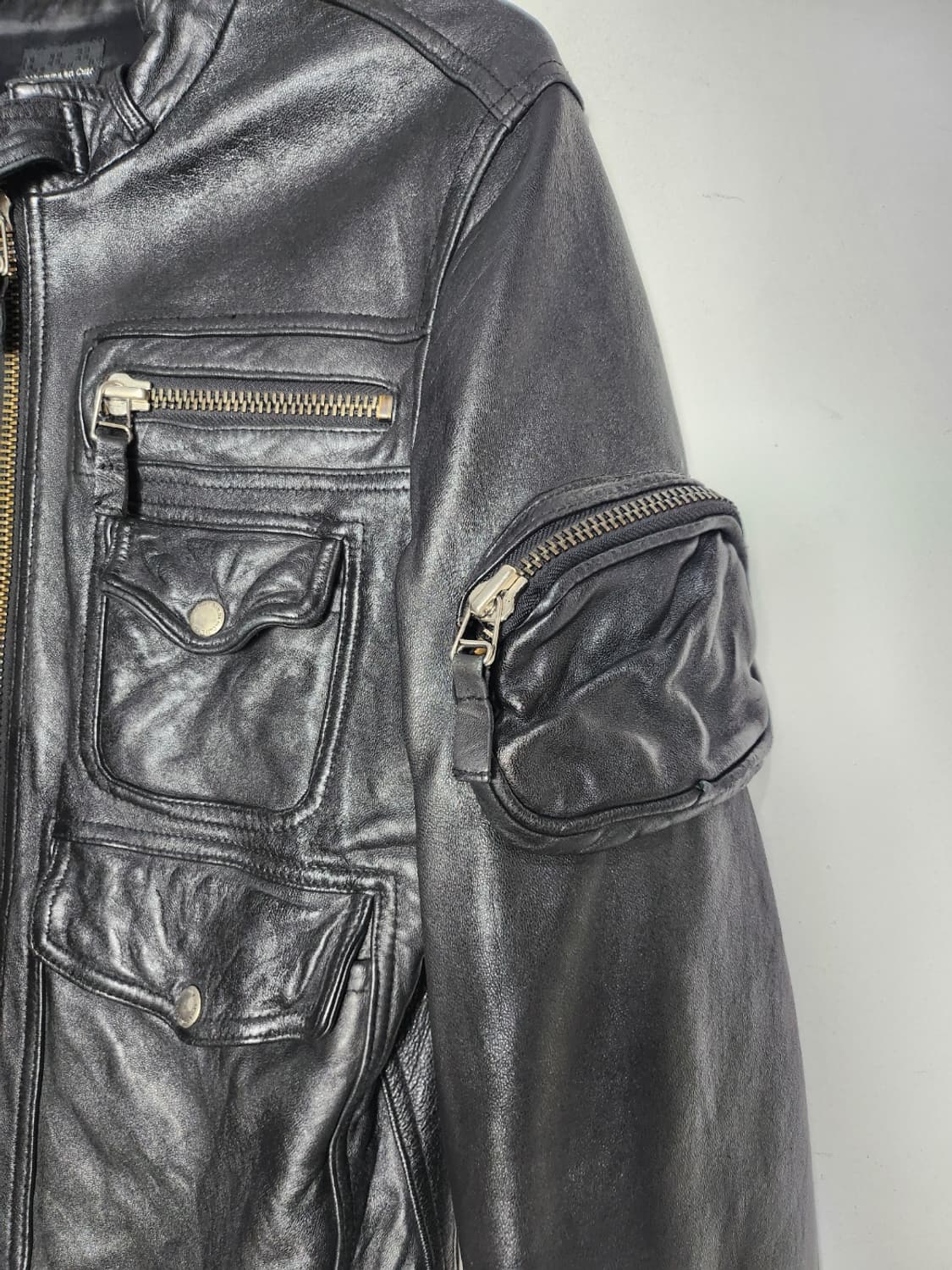 L' homme en Cuir 멀티 포켓 가죽 자켓 상품이미지4