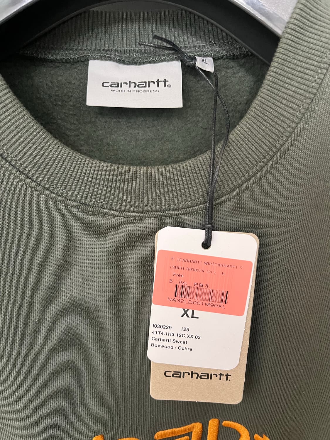 칼하트 wip 카키 맨투맨 XL (새상품) 상품이미지3