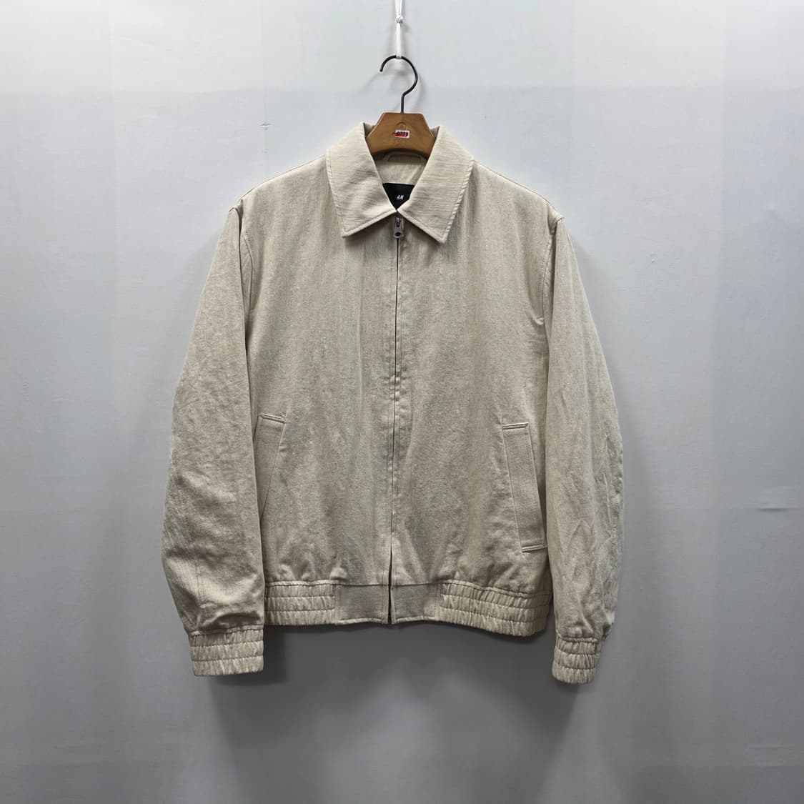 0779 H&M 린넨 혼방 집업 자켓 베이지 M 남성 캐주얼 점퍼 상품이미지1