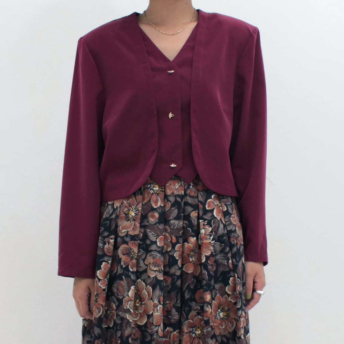 유럽 빈티지 와인 버건디 숏 자켓 상품이미지6