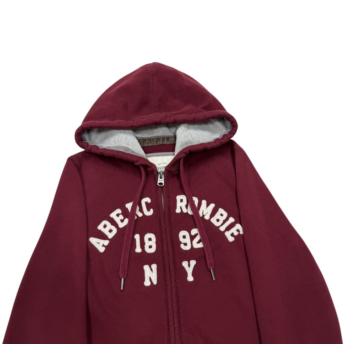 아베크롬비 빈티지 버건디 마룬 와인 딱붙핏 기모 후드집업 Y2K 자켓 상품이미지2