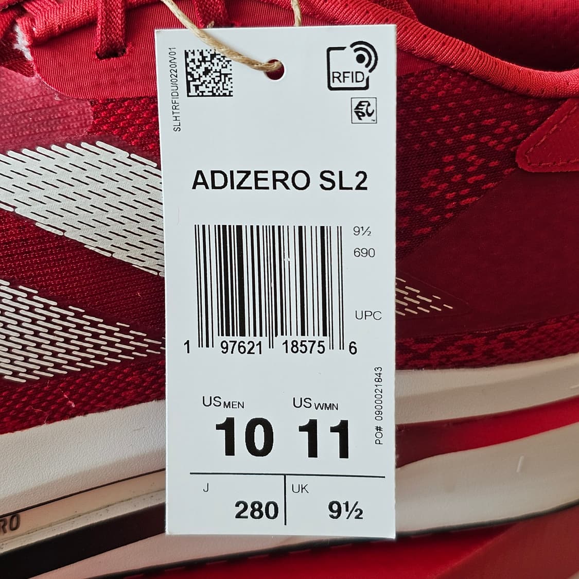 280 새제품 아디다스 아디제로 SL 2 네브라스카 레드 런닝화 러닝화 상품이미지10