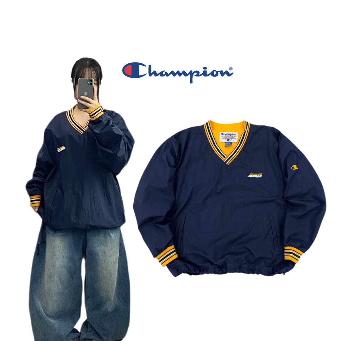 챔피온 00s 올드스쿨 오버핏 웜업 바람막이 상품이미지1