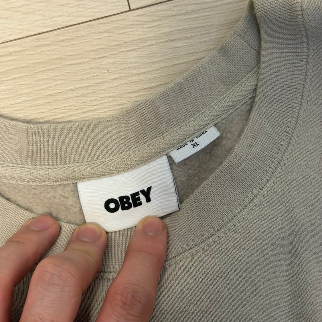 (XL) 오베이 페이스 피그먼트 맨투맨 베이지 상품이미지2