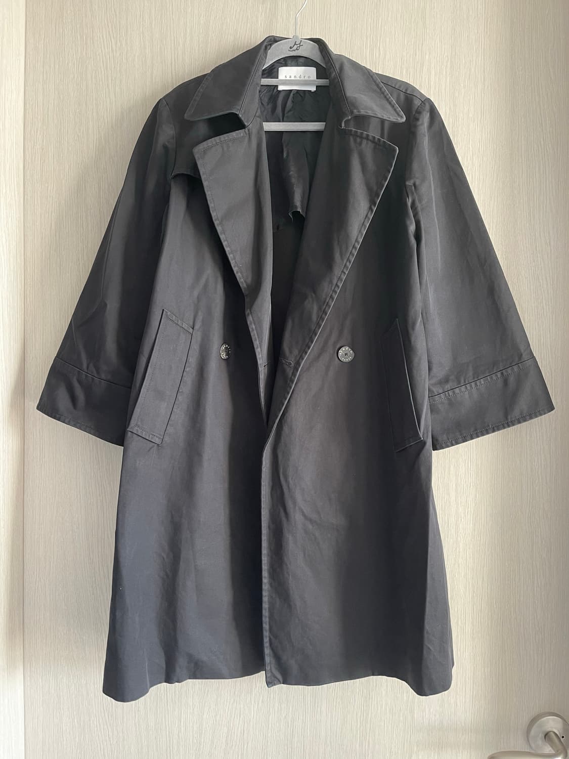 산드로 여성 블랙 트렌치 코트 38 상품이미지2