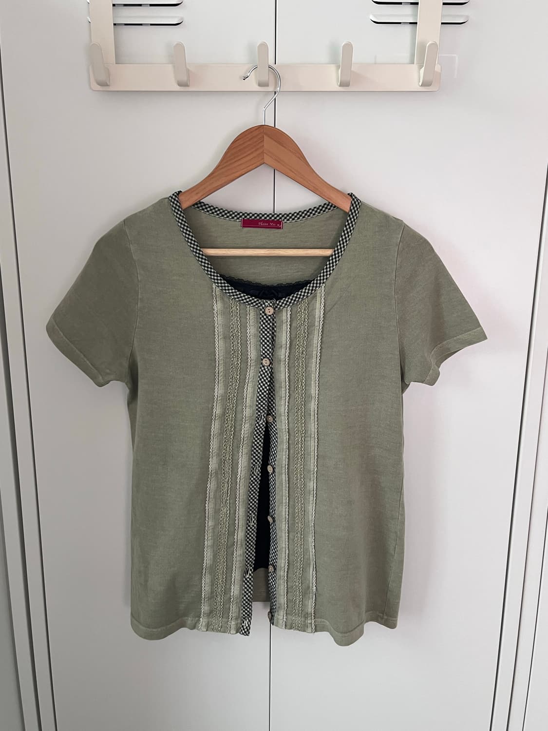 Plaire vie 체크 레이스 바선생 반팔 티셔츠 상품이미지3