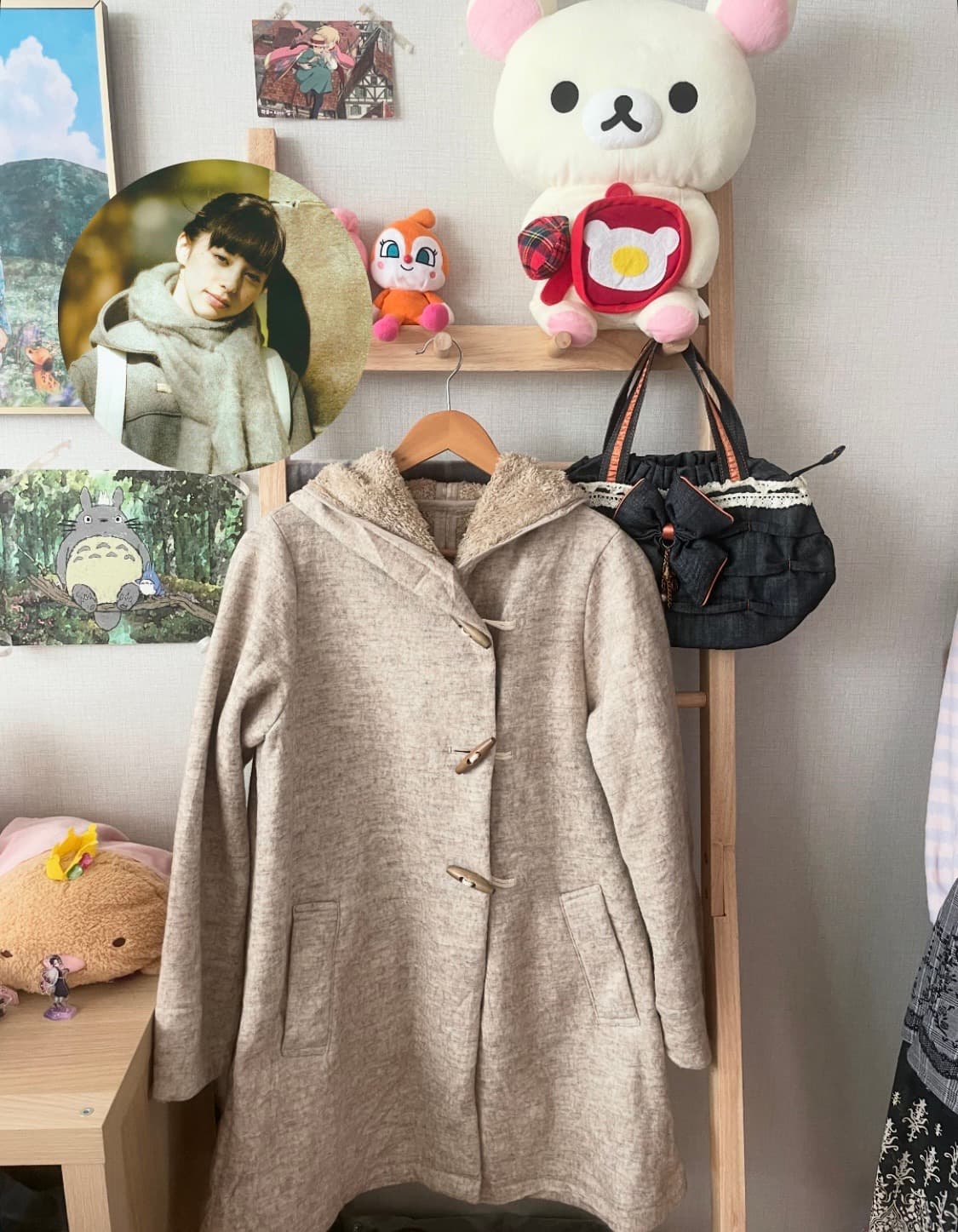 모리걸 빈티지 사만사모스 베이지 떡볶이 후드 코트 🤍💛 상품이미지1